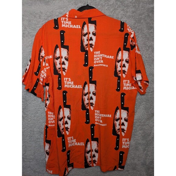 Halloween II Michael Myers Mens Large Graphic Print Camp Shirt Short Sleeve NWOT - Picture 6 of 6